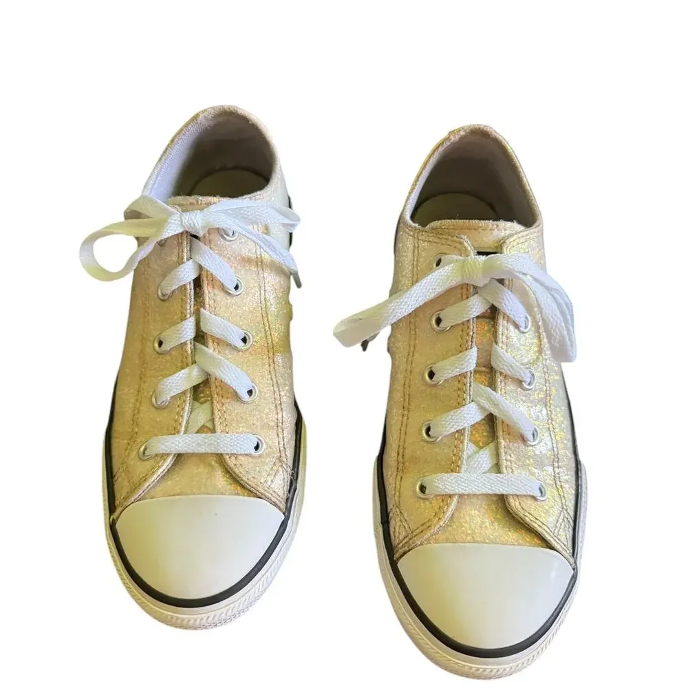 Converse All Star Patent Leather Glitter Lace Up Shoes Size 3